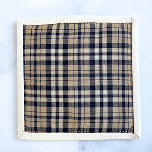 This blue mug rug is made using a heart applique and gives off a wonderful cottagecore vibe.  Any coffee lover or wine lover will love a new drink coaster to set on their end table to help protect the surface.  They are made from 100% cotton, triple stitched at the edge and handmade in Vermont.