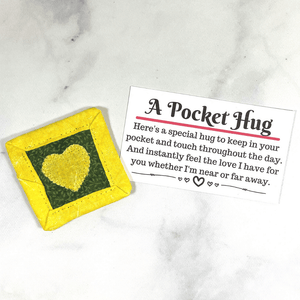 Handmade quilted pocket hugs are 100% cotton and come with a poem card. These pocket trinkets make great gifts for those in a nursing home, kindergarten, military, college student and more. Check out the selection.
