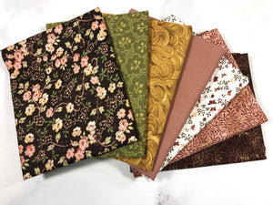 Pink and Brown Rose Fabric Fat Quarter Bundle