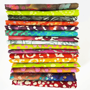 These batik fat quarter bundle grab bags have been hugely popular. You get 7 random fat quarters that are so fun and beautiful. Everyone loves the variety, making them a best seller for Sew Happy Quilting.