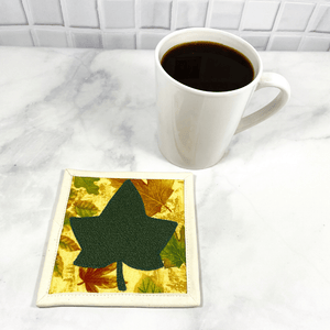 These are maple leaf mug rugs aka drink coasters.  They are made from 100% cotton fabric, are insulated and washable too.  These are great accessories for your home office desk or for your coffee bar area, adding a splash of color and uniqueness.