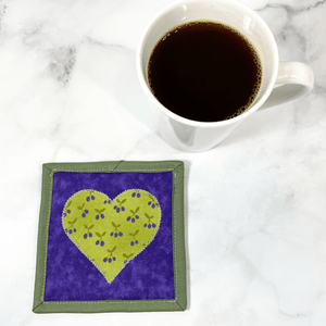 What are mug rugs? They are fabric drink coasters.  These are 100% cotton, washable and make a great gift for the coffee lover in your life.  It will brighten any coffee bar area, table or desk.