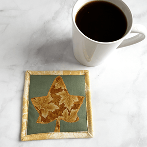 Green and Gold Leaf Drink Coaster